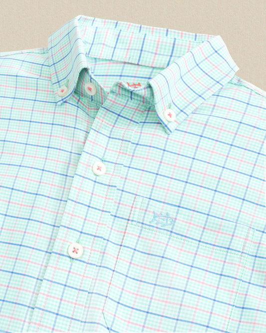 Boys Edisto Island Plaid Coastal BreezeĀ® Sport Shirt