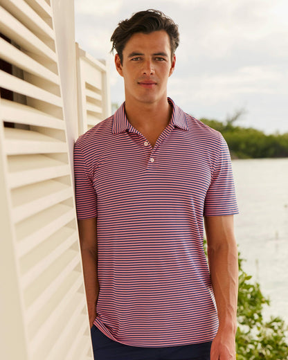 Oceanfront Stripe Pique Performance Polo