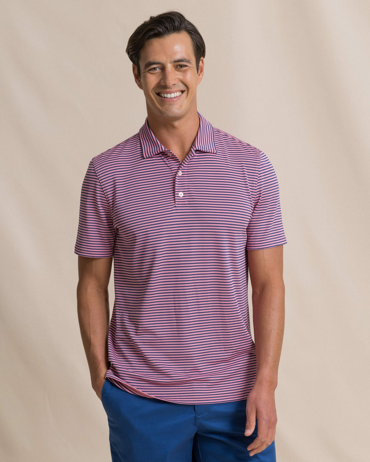 Oceanfront Stripe Pique Performance Polo