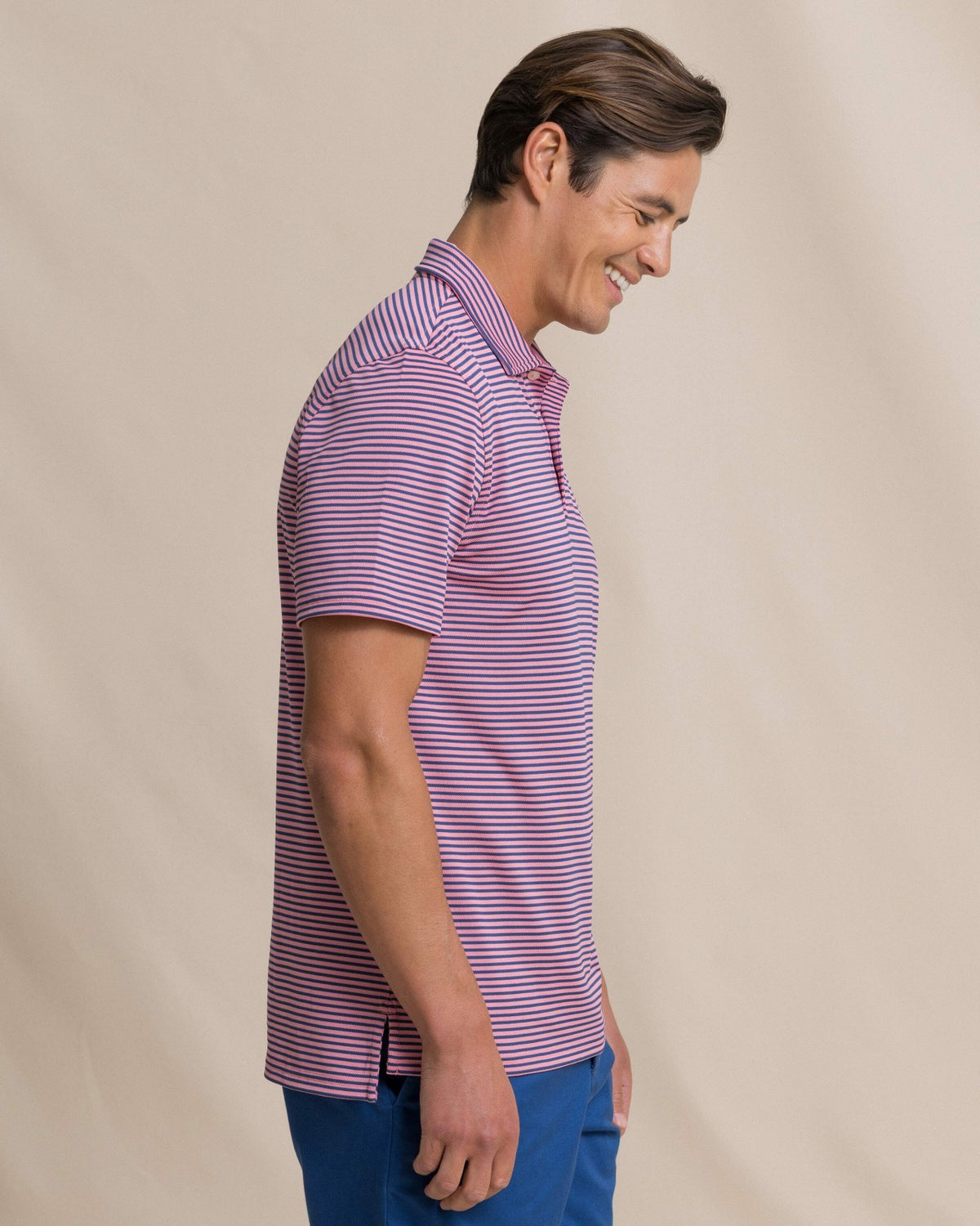 Oceanfront Stripe Pique Performance Polo