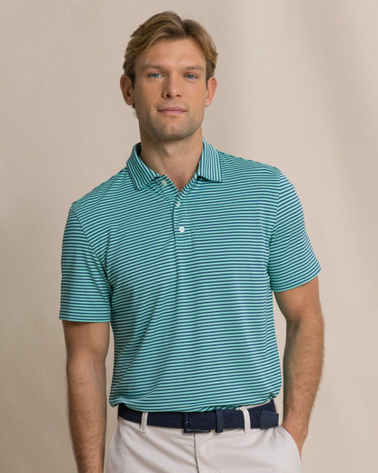 Oceanfront Stripe Pique Performance Polo