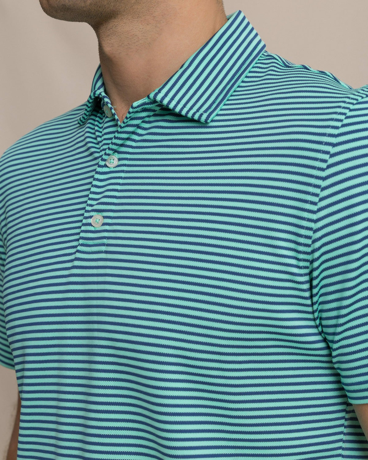 Oceanfront Stripe Pique Performance Polo