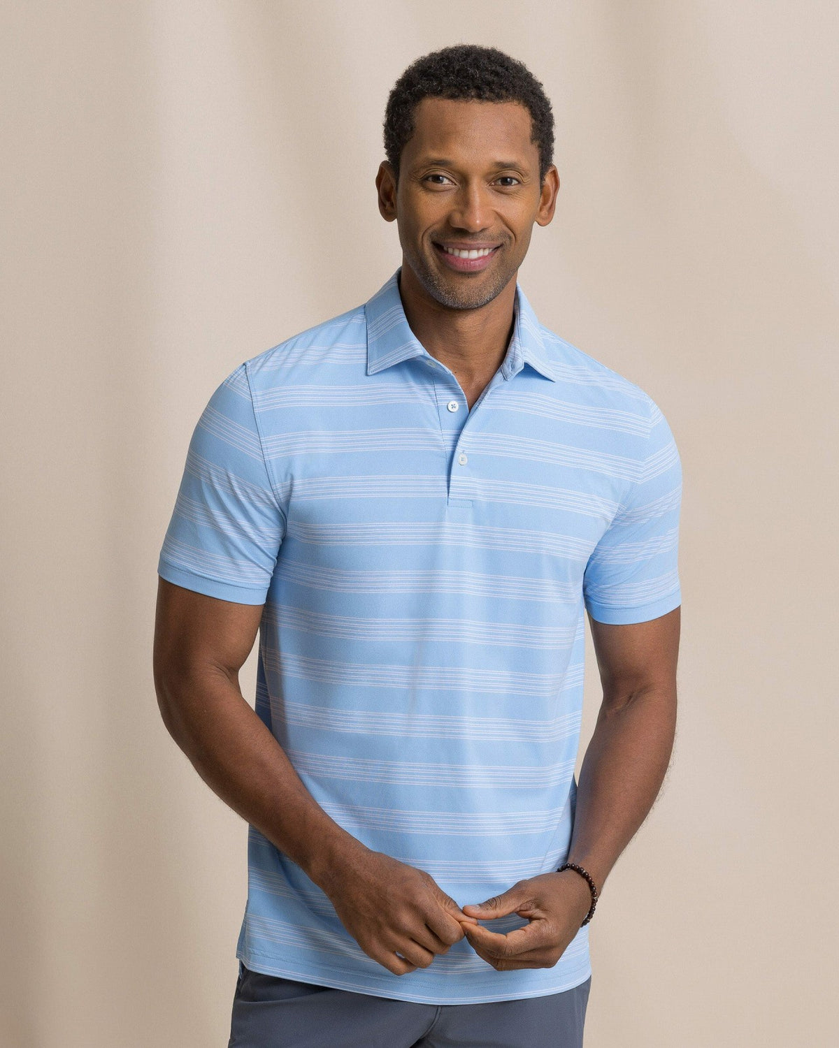 Dune Crest Stripe Performance Polo