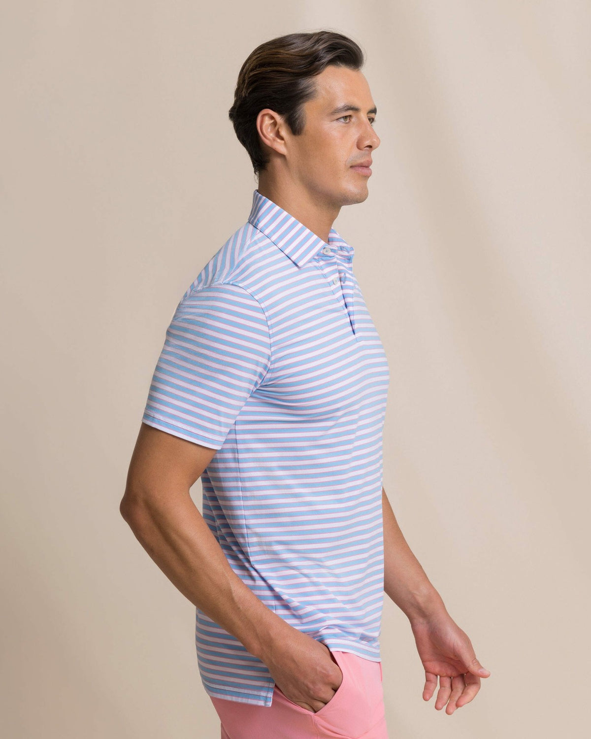 Water Way Stripe Performance Polo