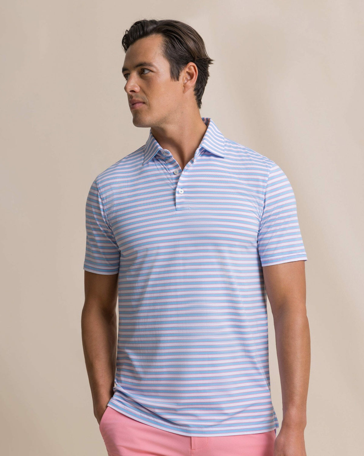 Water Way Stripe Performance Polo