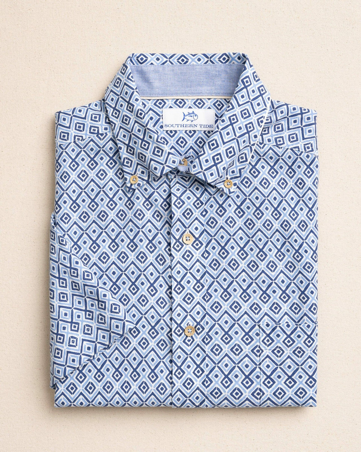 Marine Mirage Linen Rayon Short Sleeve Shirt