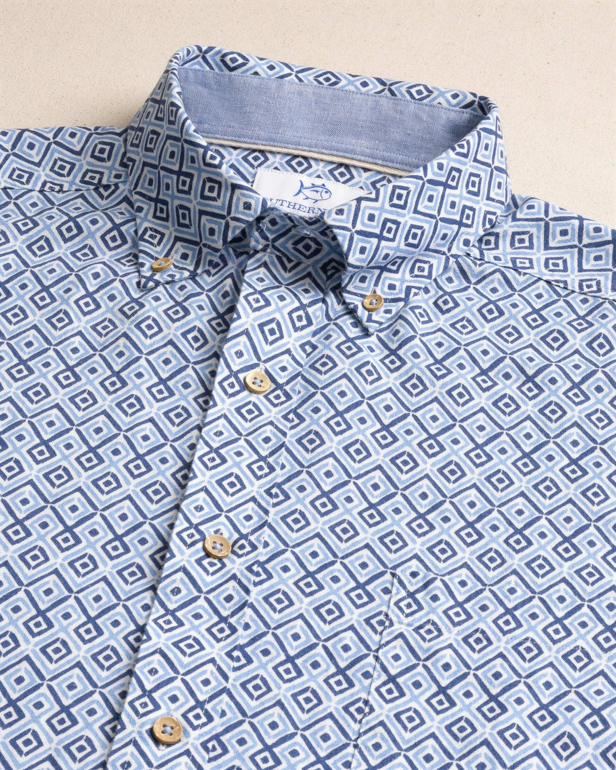 Marine Mirage Linen Rayon Short Sleeve Shirt