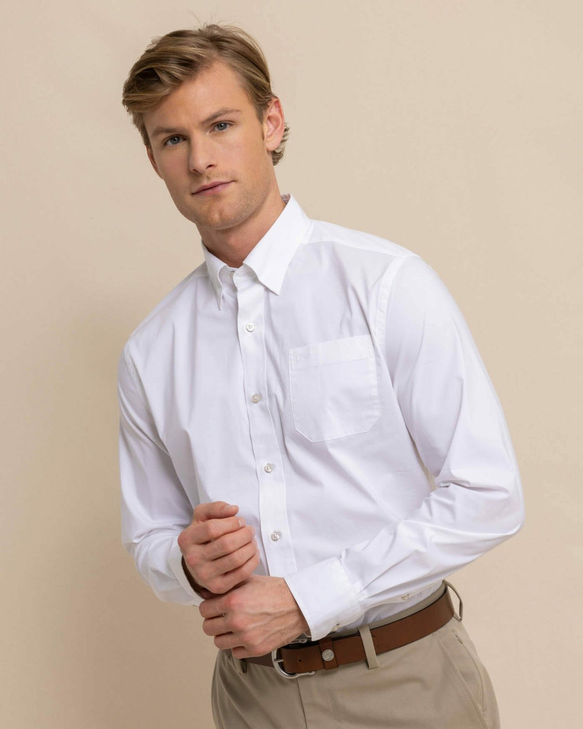 Charleston Overbrook Solid White Sport Shirt