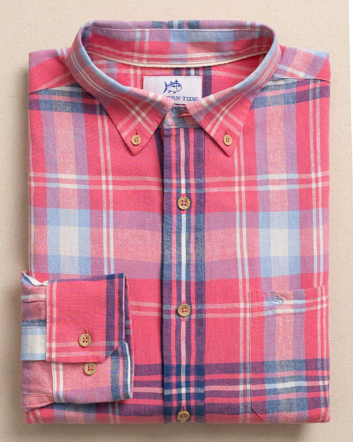 Cedar Island Plaid Linen Rayon Sport Shirt