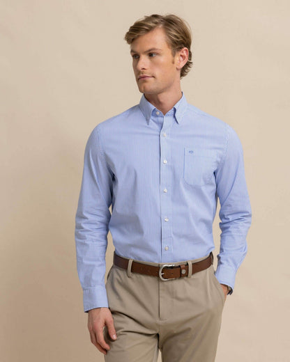 Charleston Granby Stripe Embroidered Sport Shirt