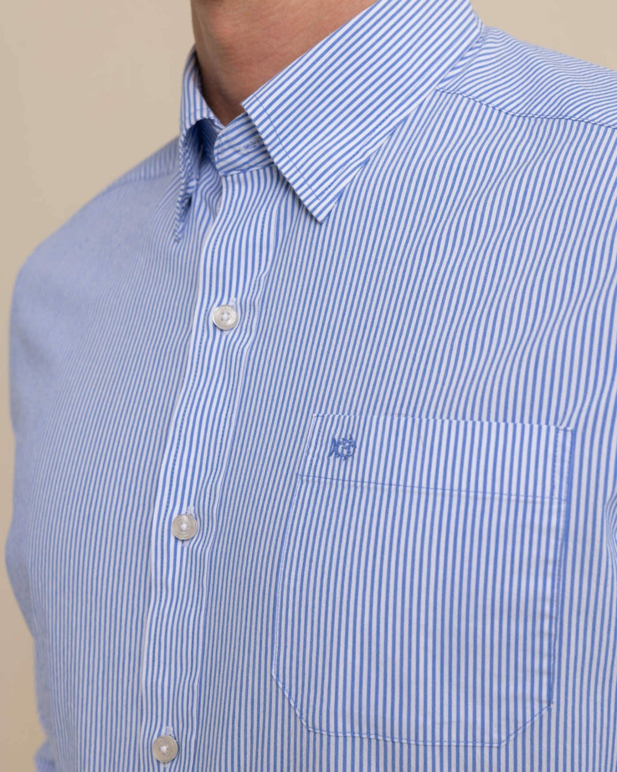 Charleston Granby Stripe Embroidered Sport Shirt