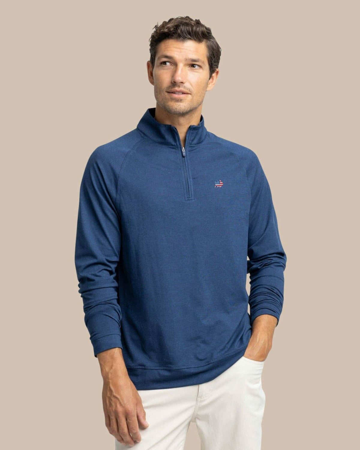 USA Flag Skipjack Cruiser Heather Quarter Zip
