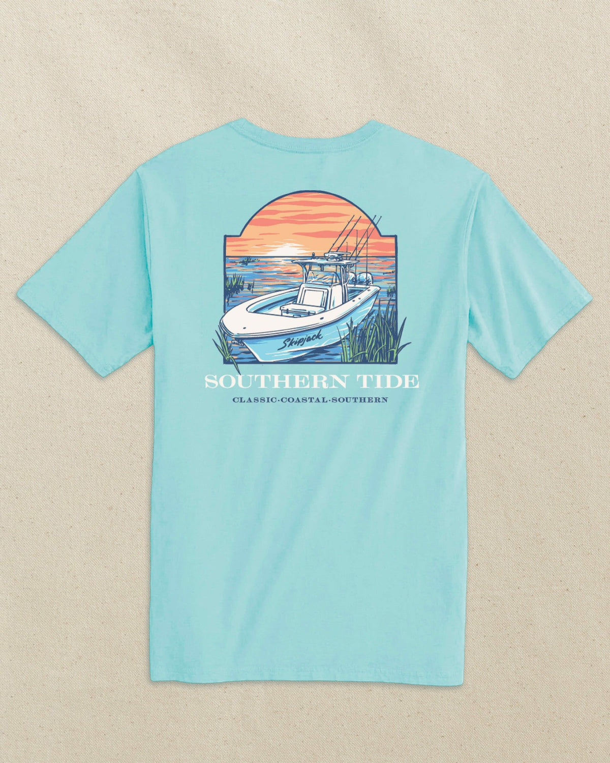 Sunset Skipjack Boat Short Sleeve T-Shirt