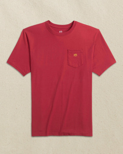 Embroidered Skipjack T-Shirt - Crimson & Gold