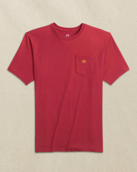 Embroidered Skipjack T-Shirt - Crimson & Gold