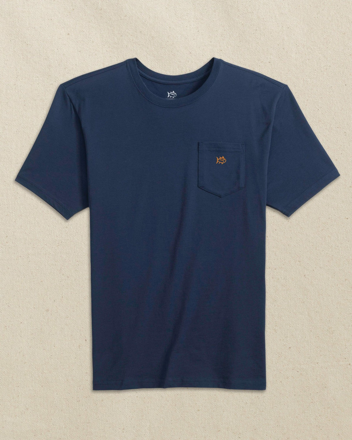 Embroidered Skipjack T-Shirt - Navy & Orange