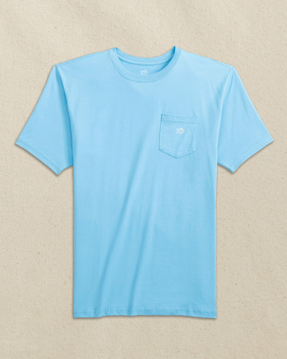 Embroidered Skipjack Tee - Light Blue & White