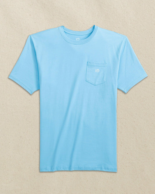 Embroidered Skipjack Tee - Light Blue & White