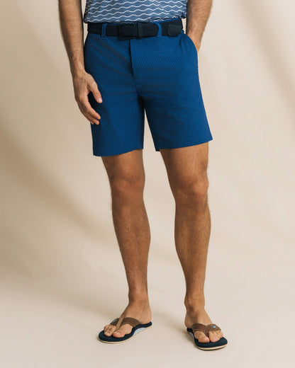 Seersucker 8" Performance Short - Nautical Blue