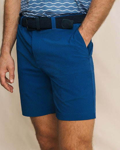 Seersucker 8" Performance Short - Nautical Blue