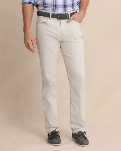 Mens Chino Pants in Performance Fabric - Khaki Stone