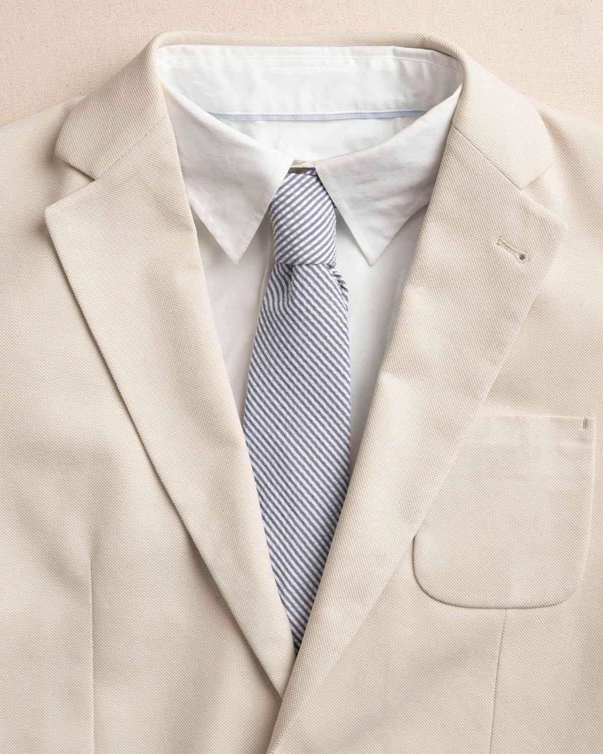 High Cotton Blue and White Seersucker Necktie