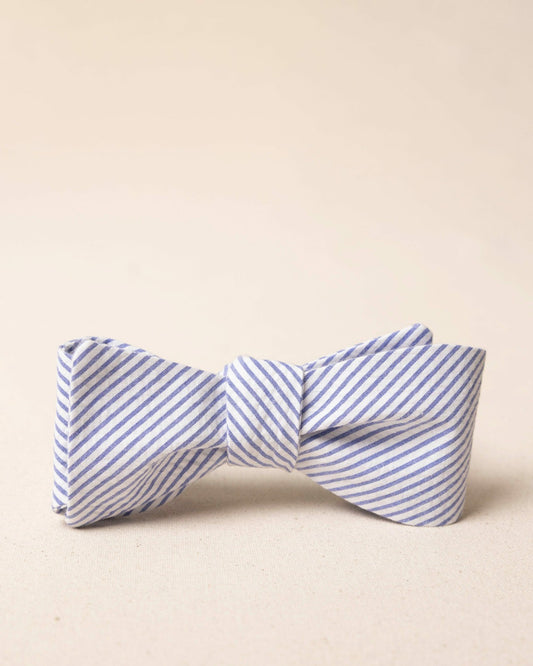 High Cotton Blue and White Seersucker Bow Tie