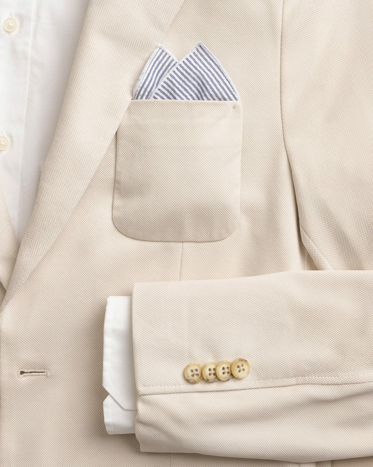 Blue and White Seersucker Pocket Square