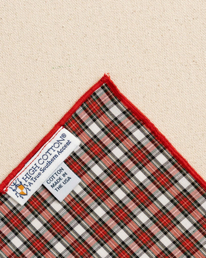 Peppermint Plaid Cotton Pocket Square