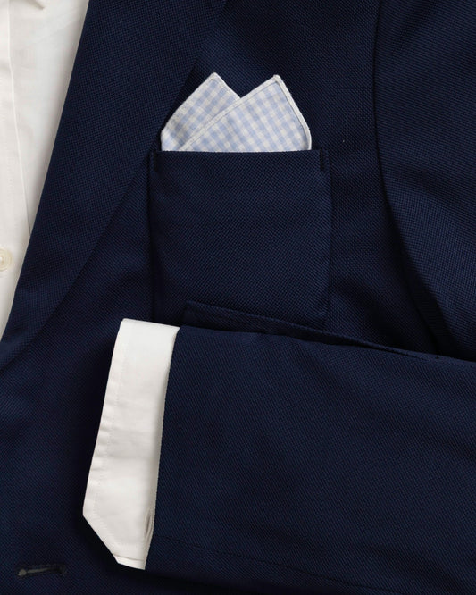 Blue Gingham Pocket Square