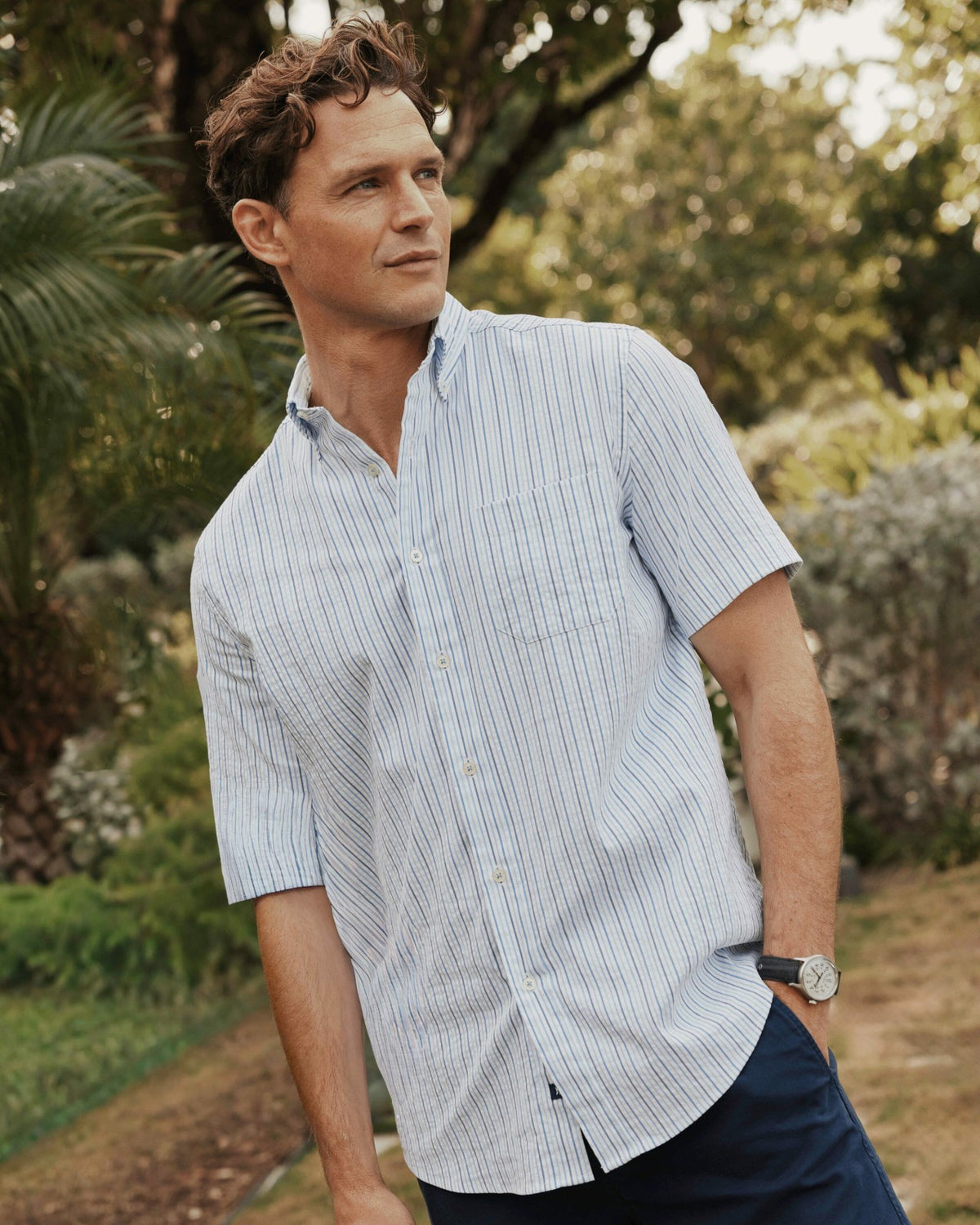 Marina Seersucker Short Sleeve Sport Shirt