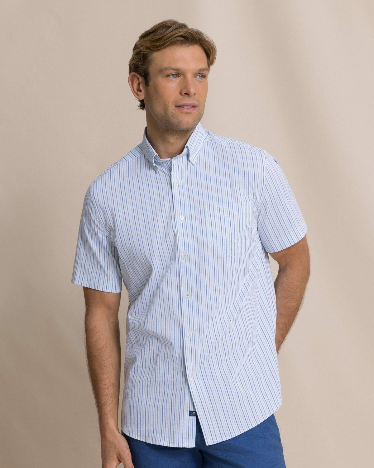 Marina Seersucker Short Sleeve Sport Shirt