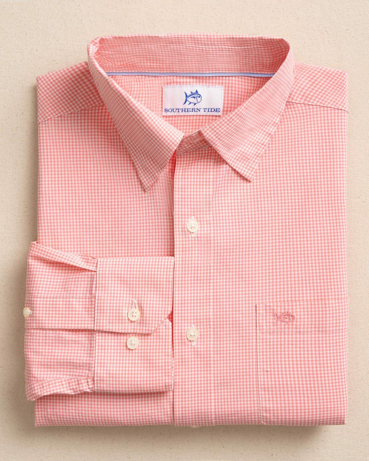 Charleston Parkwood Micro-Gingham Shirt - Coral