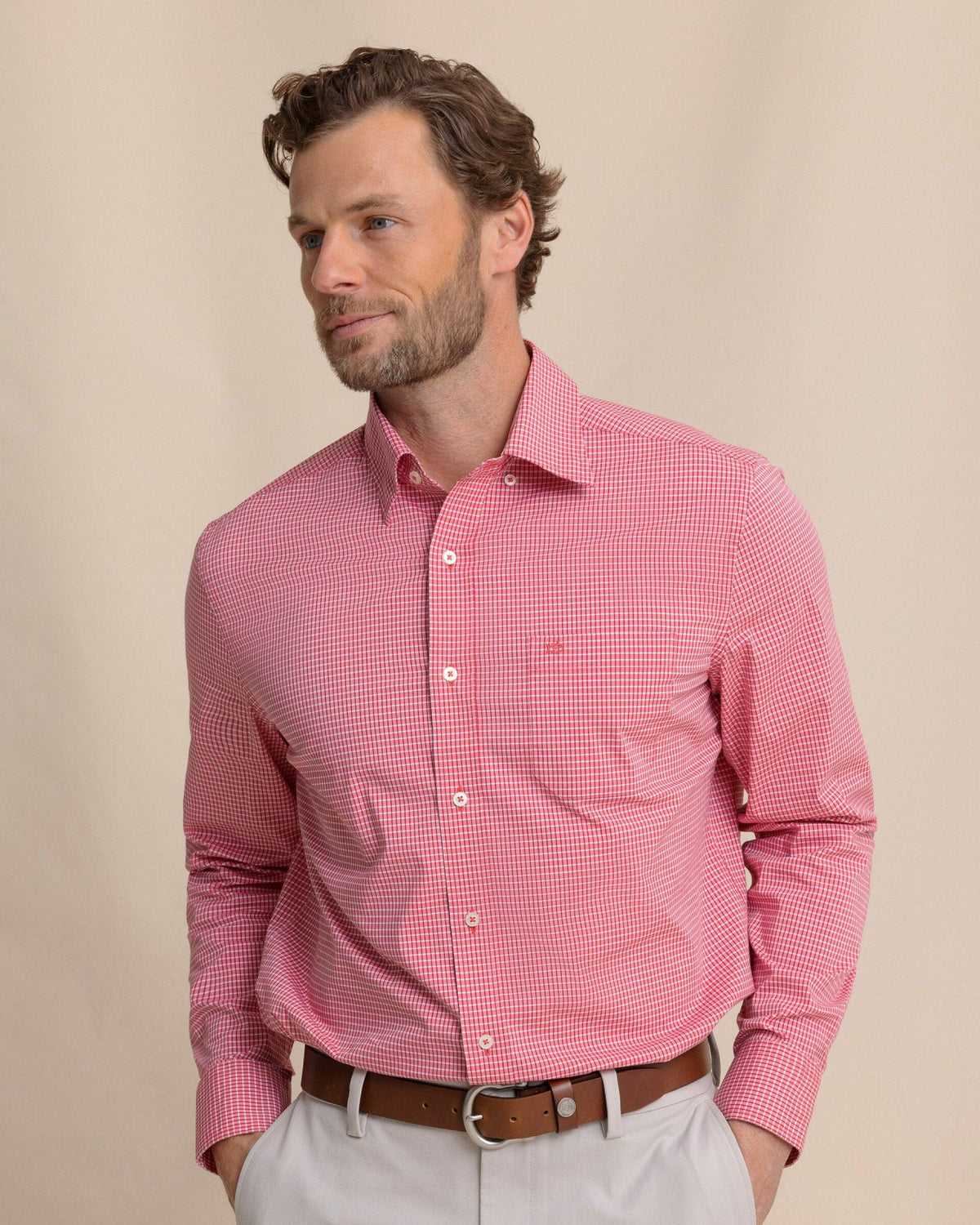 Crofton Plaid Charleston Sport Shirt - Red