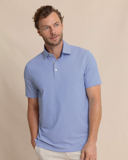 brrr°®-eeze Meadowbrook Stripe Polo - Surf Blue