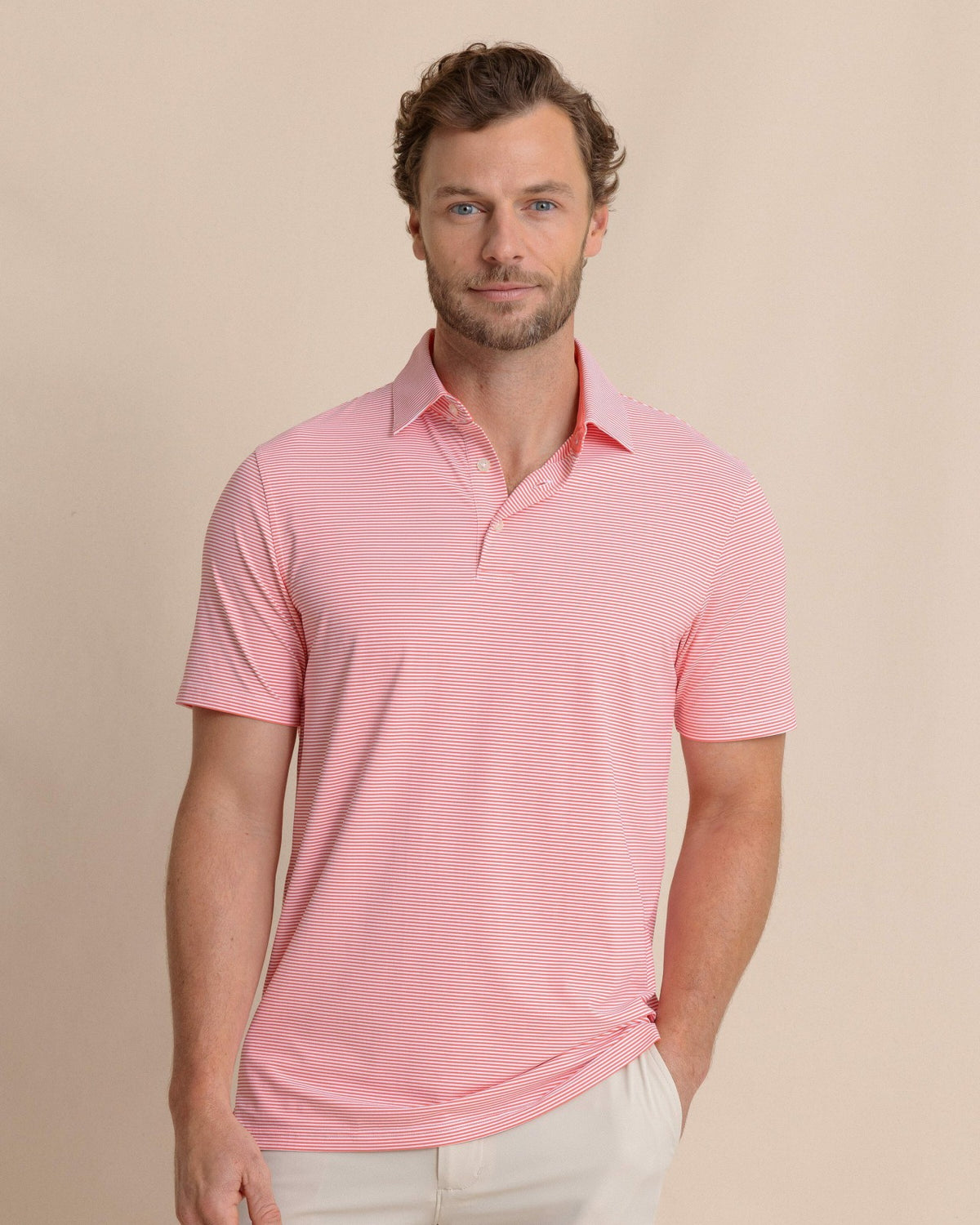 brrr°®-eeze Meadowbrook Stripe Polo - Coral