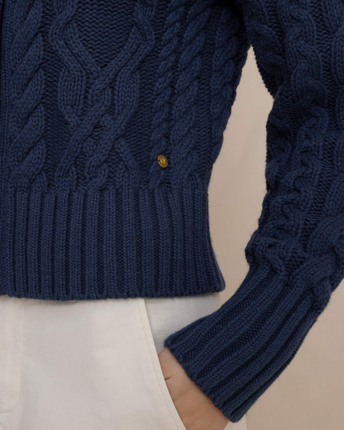 Clarke Cable Knit Cardigan - Dress Blue