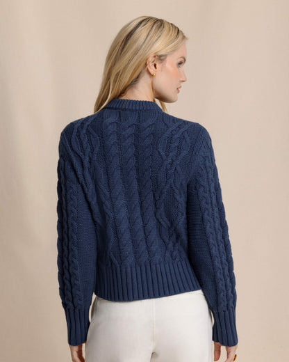 Clarke Cable Knit Cardigan - Dress Blue