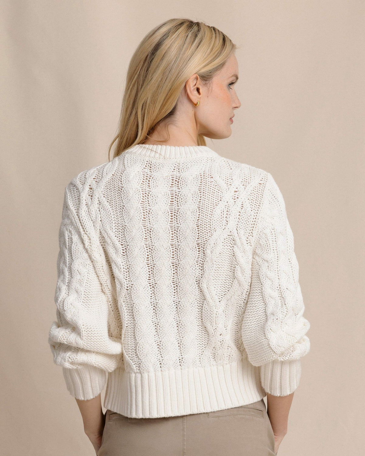 Clarke Cable Knit Cardigan - Sand White