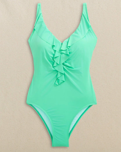 Solid Ruffle One-Piece Swimsuit