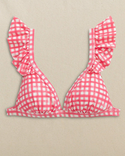 Gingham Banded Ruffle Bikini Top