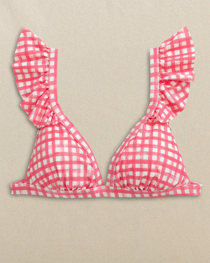 Gingham Banded Ruffle Bikini Top
