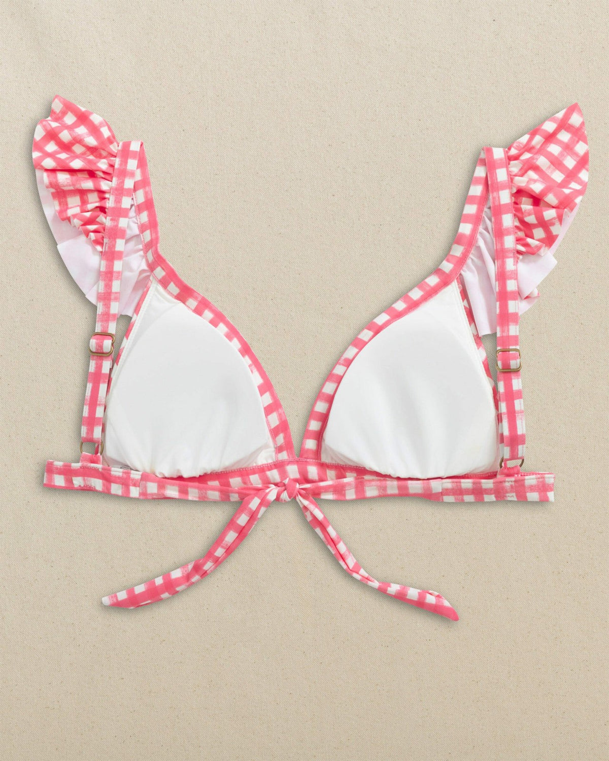 Gingham Banded Ruffle Bikini Top