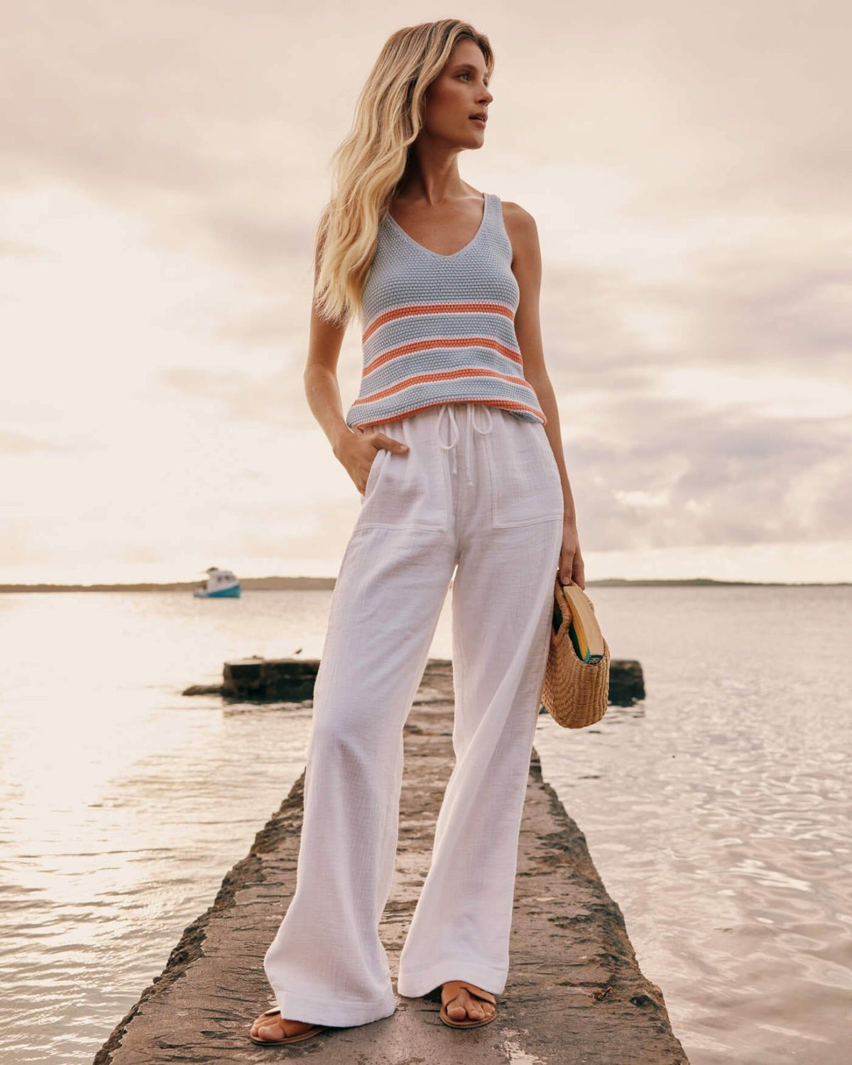 Laken Wide Leg Pant - Classic White