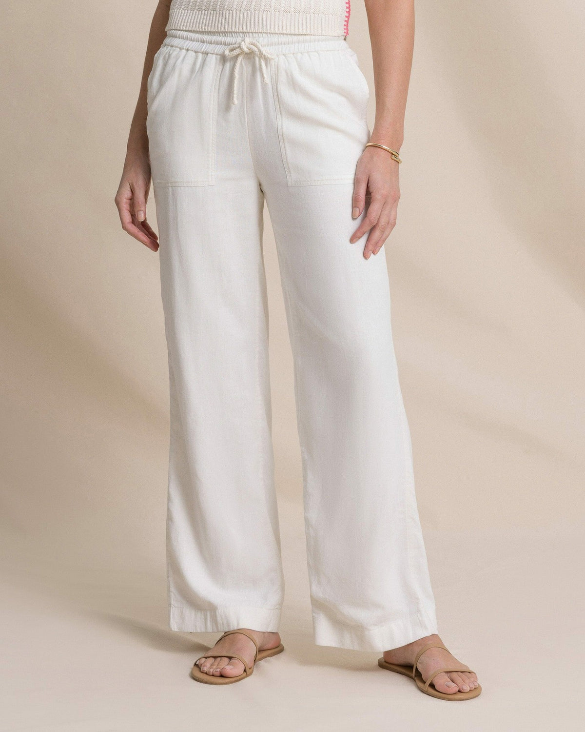 Laken Linen Wide Leg Pant - Sand White