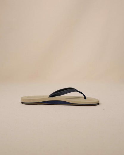Navy Leather Flip Flops