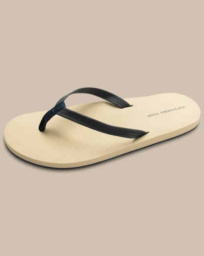 Navy Leather Flip Flops