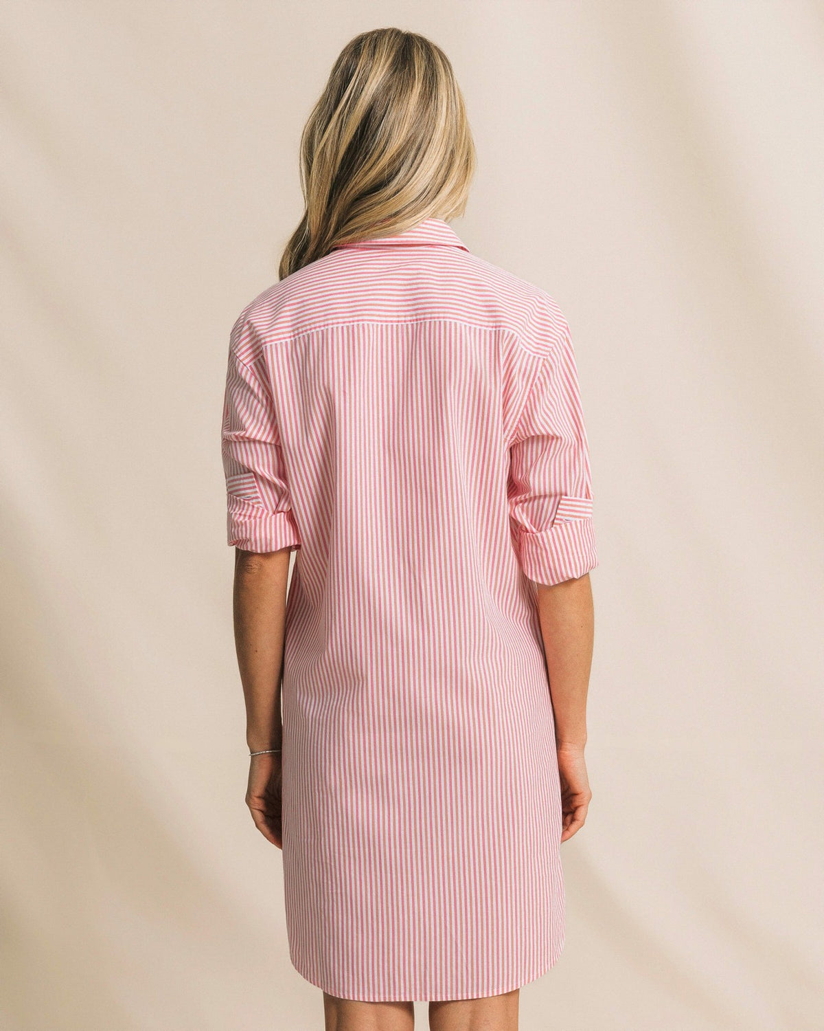 Cam Stripe Poplin Dress - Peaches N' Cream