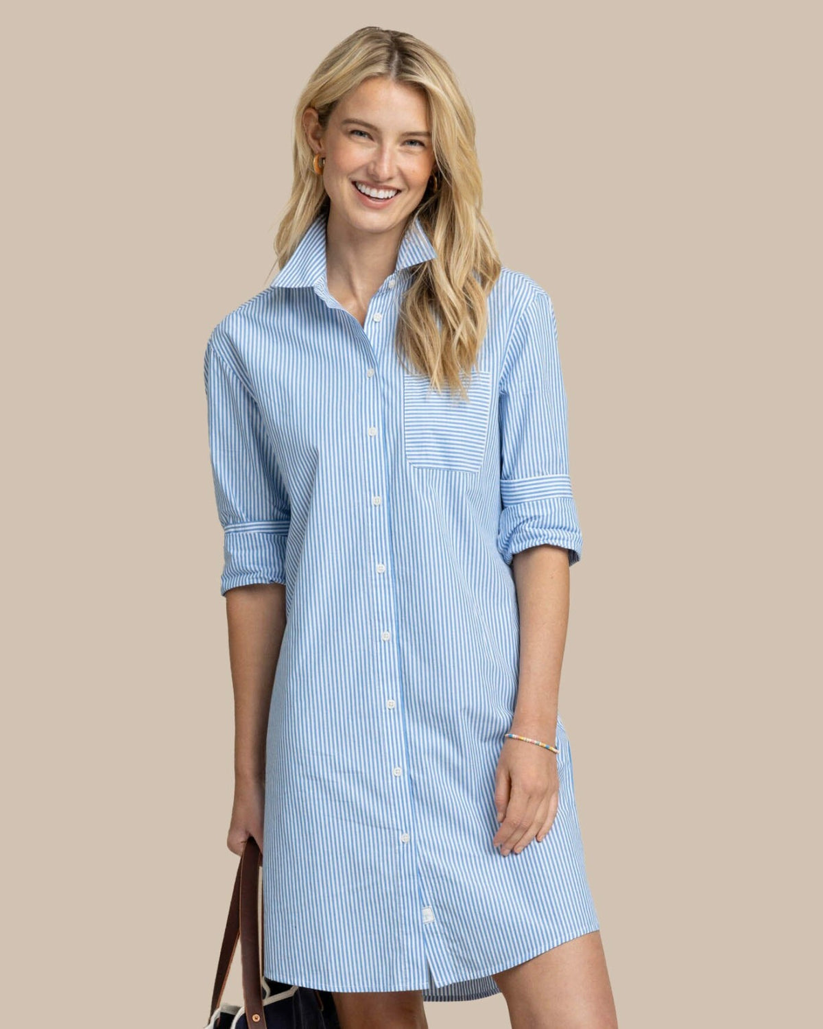 Cam Stripe Poplin Dress - Blue Fin