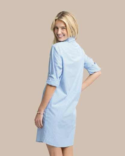 Cam Stripe Poplin Dress - Blue Fin